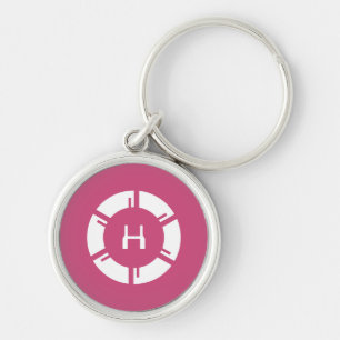 Porte-clés Cercle SciFi Futuriste Avec Rose Monogramme Person