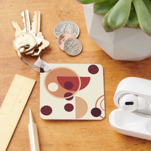 Porte-clés Cercles beige beige brun Abstrait points porte - c (Bureau)