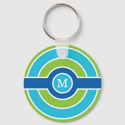 Porte-clés Cercles bleu / vert porte - clé monogramme personn (Recto)