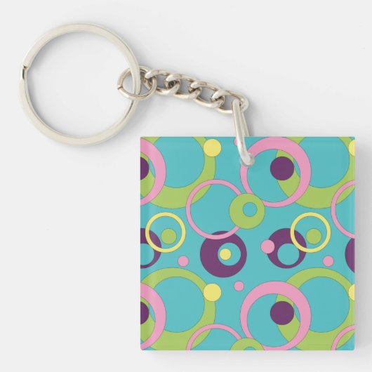 Porte-clés Cercles bleus funky Porte - clé acrylique (Devant)