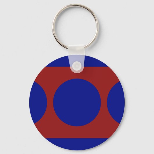 Porte-clés Cercles bleus sur rouge (Recto)