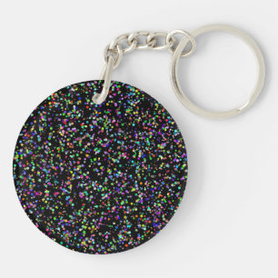 Porte-clés Cercles colorés bulles sur motif unique noir