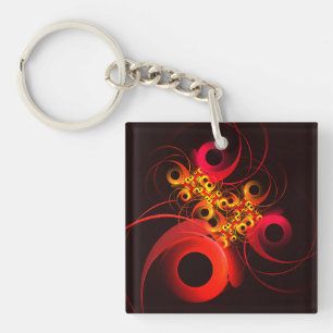 Porte-clés Cercles colorés Motif d'art Abstrait moderne #08