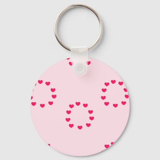 Porte-clés cercles de coeur rouge sur rose (Recto)