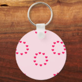 Porte-clés cercles de coeur rouge sur rose (Recto)