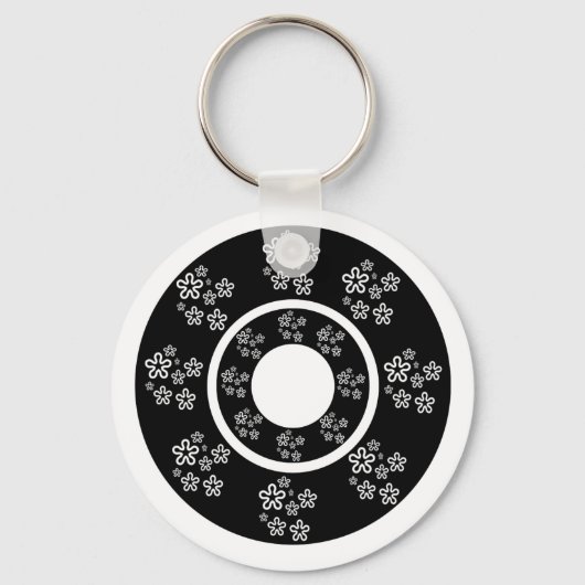 Porte-clés Cercles floraux noirs orientaux Design (Recto)