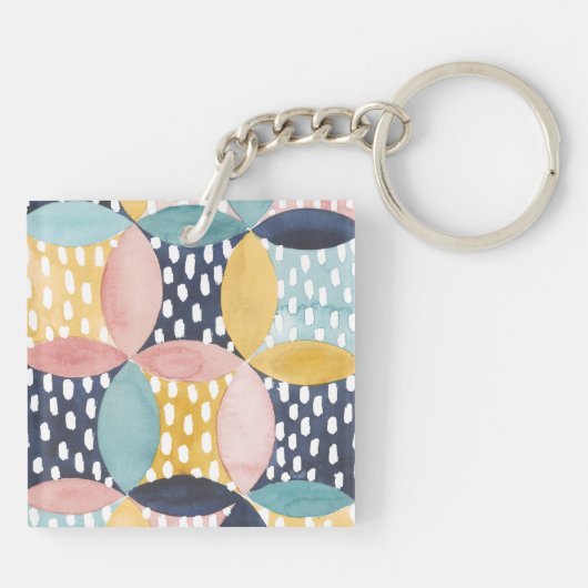 Porte-clés Cercles géométriques aquarelle (Dos)