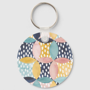 Porte-clés Cercles géométriques d'aquarelle
