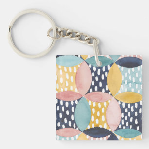 Porte-clés Cercles géométriques d'aquarelle