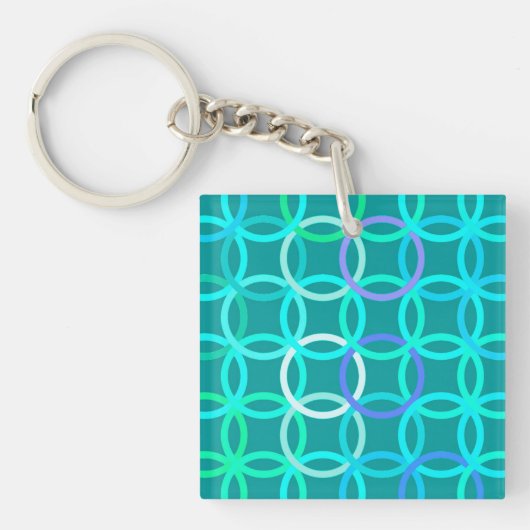 Porte-clés Cercles Modernes du Milieu du Siècle, turquoise et (Devant)