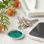Porte-clés Cercles noirs sur fond turquoise (Côté)