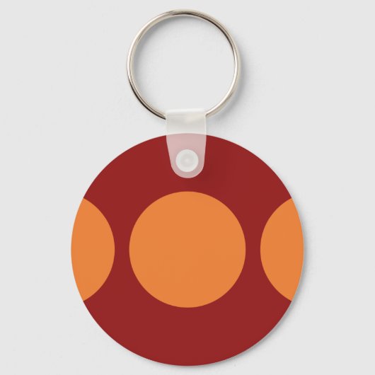 Porte-clés Cercles orange sur rouge (Recto)