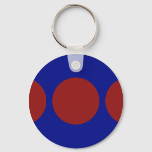 Porte-clés Cercles rouges en bleu