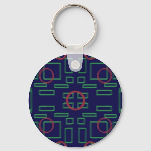 Porte-clés Cercles sur bleu vert géométrique (Recto)