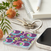 Porte-clés Cercles Violets Funky (Devant Droit)