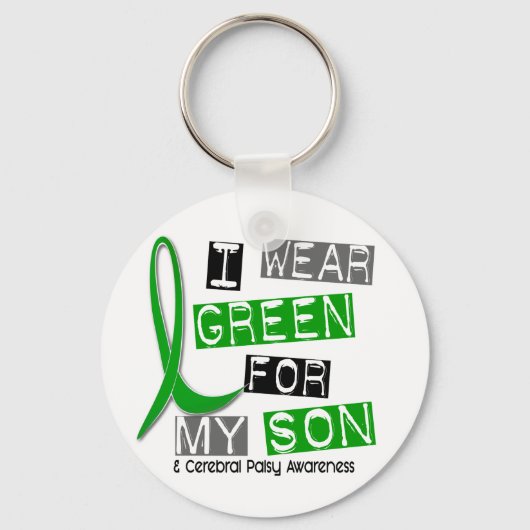 Porte-clés Cérébral Palsy Je Porte Vert Pour Mon Fils 37 (Recto)