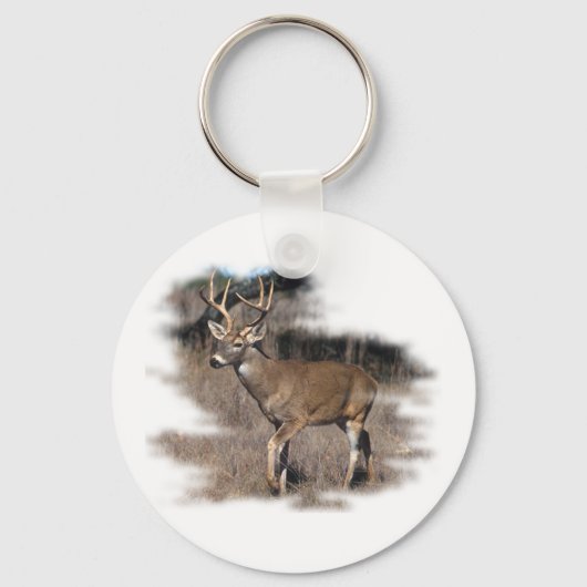 Porte-clés Cerf blanc dans le champ (Recto)