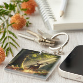 Porte-clés Cerf dans la forêt matinale (Devant Droit)