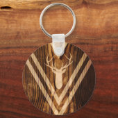 Porte-clés Cerf de Boho sur bois rustique (Recto)
