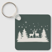 Porte-clés Cerf de Noël enneigé Saison d'hiver Vacances (Recto)