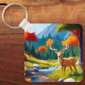 Porte-clés Cerf doré debout dans la forêt-47587 (Recto)