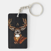 Porte-clés Cerf en Bois de Monogramme Unique de Campagne Rust (Dos)