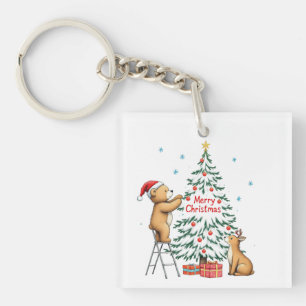 Porte-clés Cerf et ours de Noël