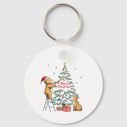 Porte-clés Cerf et ours de Noël (Recto)