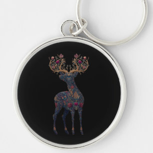 Porte-clés Cerf floral cosmique royal