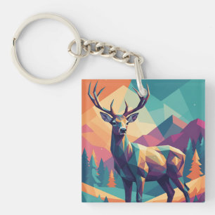 Porte-clés cerf géométrique