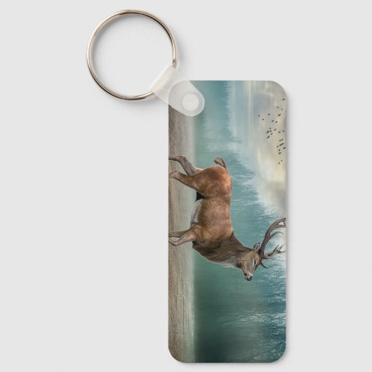 Porte-clés Cerf Solitaire Dans Une Forêt Brumeuse       (Recto)
