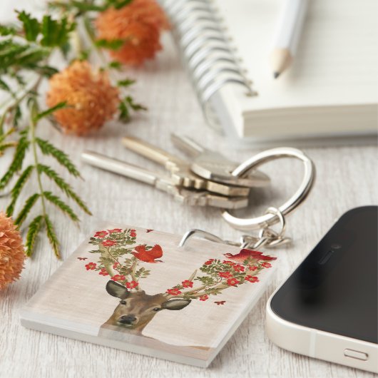 Porte-clés Cerfs et Inséparables (Devant Droit)
