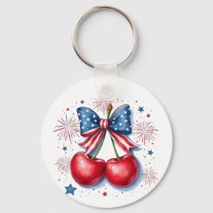 Porte-clés Cerises avec Coquette Bow 4 juillet Américain