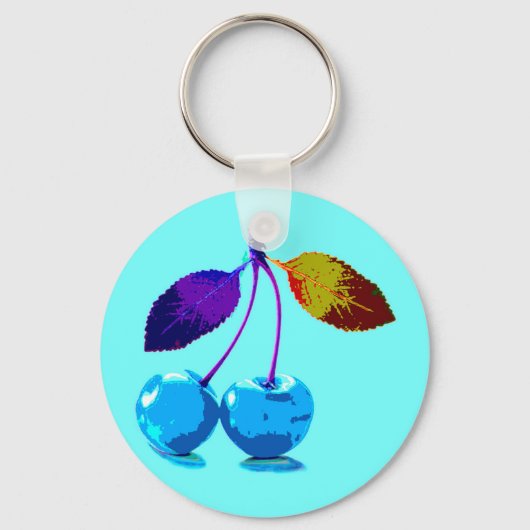 Porte-clés Cerises bleues vives (Recto)