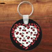 Porte-clés Cerises RAB Empreinte de léopard Heart Rockabilly (Recto)