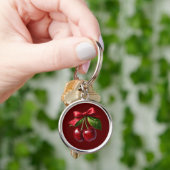 Porte-clés Cerises Rouge-Cerises avec un Nœud (main)
