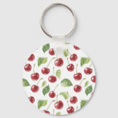 Porte-clés Cerises Rouges Feuilles Vertes (Recto)