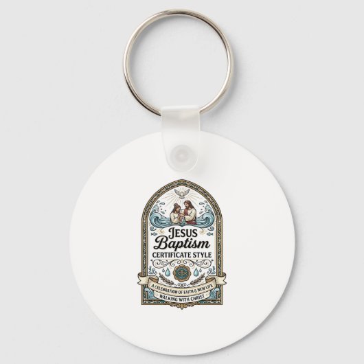 Porte-clés Certificat de baptême de Jésus Style Certificat de (Recto)