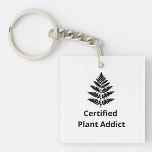 Porte-clés Certified Plant Addict Logo with Black Fern Silhou