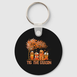 Porte-clés C'Est La Saison Citrouille Latte Golden Retrieve H