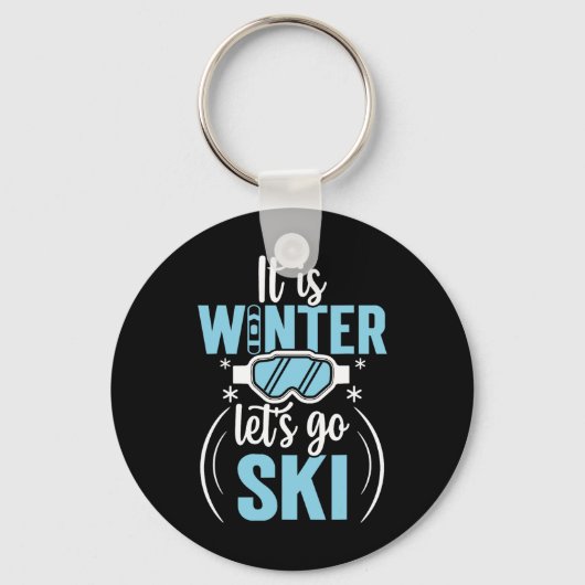 Porte-clés C'est l'hiver, allons faire du ski  (Recto)