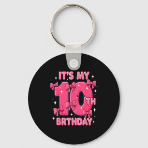 Porte-clés C'est mon 10e anniversaire Coquette Fille au nœud 