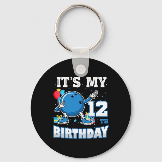Porte-clés C'est mon 12e anniversaire Dabbing Bowling 12 ans (Recto)