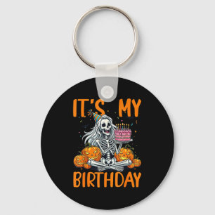 Porte-clés C'est mon anniversaire squelette Halloween femmes