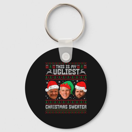Porte-clés C'est mon pull de Noël le plus laid, drôle Trump V (Recto)