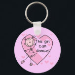 Porte-clés Cette fille peut danser T-shirts et cadeaux<br><div class="desc">Si vous aimez la danse et les figurines de bâton,  vous aimerez ce joli modèle de ballerine figurine en rose sur les t-shirts,  tasses,  sacs,  cartes,  autocollants,  magnets,  coussins et autres articles de ballerine!</div>