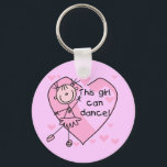 Porte-clés Cette fille peut danser T-shirts et cadeaux<br><div class="desc">Si vous aimez la danse et les figurines de bâton,  vous aimerez ce joli modèle de ballerine figurine en rose sur les t-shirts,  tasses,  sacs,  cartes,  autocollants,  magnets,  coussins et autres articles de ballerine!</div>