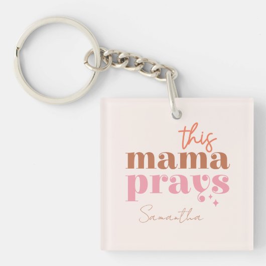 Porte-clés Cette Mama prie - Rustic Boho Design (Devant)
