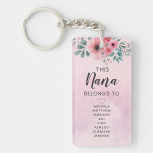 Porte-clés Cette Nana Appartient À L'Aquarelle Florale Rose