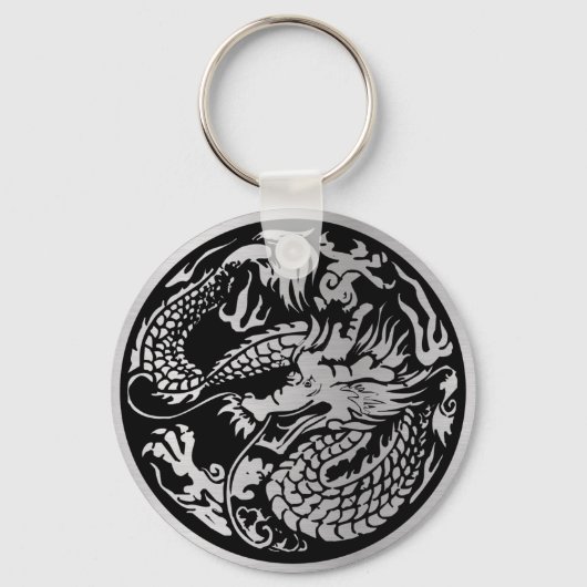 Porte-clés Chaîne clé Black and Silver Chinese Dragon (Recto)